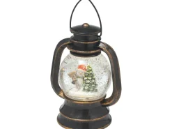 Beleuchtete Schneekugel Laterne Bronze 15 cm x 10,8 cm x 20 cm