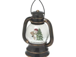 Beleuchtete Schneekugel Laterne Bronze 15 cm x 10,8 cm x 20 cm