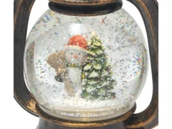 Beleuchtete Schneekugel Laterne Bronze 15 cm x 10,8 cm x 20 cm