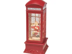 Beleuchtete Schneekugel Telefonzelle 10,5 cm x 10,5 cm x 26,5 cm Rot