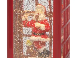 Beleuchtete Schneekugel Telefonzelle 10,5 cm x 10,5 cm x 26,5 cm Rot