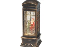 Beleuchtete Schneekugel Telefonzelle 10,5 cm x 10,5 cm x 26,5 cm Bronze