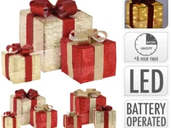 Beleuchtung Geschenkboxen mit LED 3er-Set 2-fach sortiert