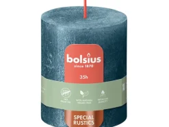 Bolsius Rustik-Kerze Shimmer Winter Edition Ø 6,8 cm x 8 cm Blau