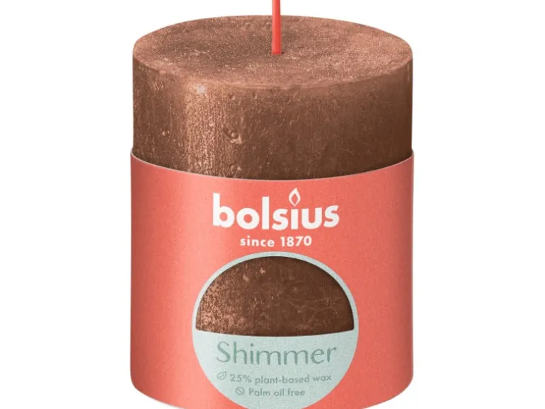 Bolsius Rustik-Kerze Shimmer 80/68 mm Kupfer