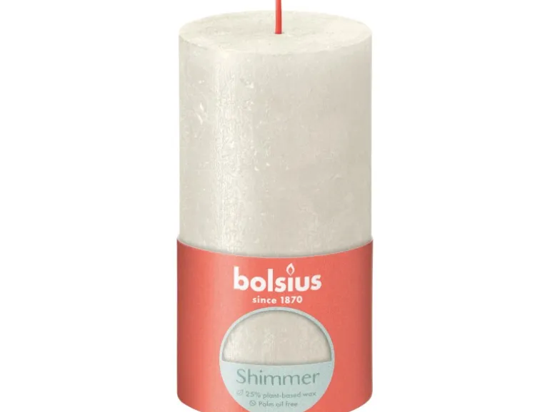 Bolsius Rustik-Kerze Shimmer 130/68 mm Elfenbein