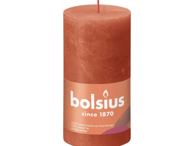 Bolsius Rustik-Kerze Shine 130/68 mm Herbstliches Orange