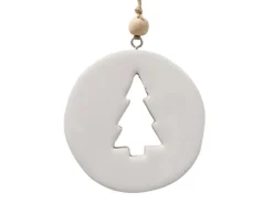 Boltze Anhänger Natali Ø 10 cm x 1 cm Weiß 2-fach sortiert