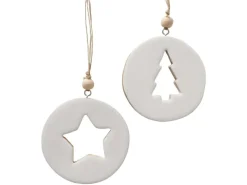 Boltze Anhänger Natali Ø 10 cm x 1 cm Weiß 2-fach sortiert