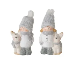 Boltze Deko-Figur Jaylen 2-fach Sortiert Grau-Weiß