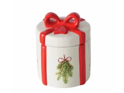 Boltze Dose Noelle Rund 13 cm x 10 cm x 13 cm Rot-Weiß