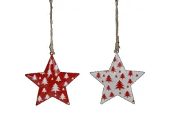 Boltze Stern-Weihnachtsanhänger Tilio 6 x 6 x 6 cm Rot-Weiß 8-fach sortiert