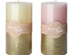 Boltze Stumpenkerze Praga 2er-Set Mehrfarbig