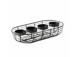 Boltze Teelichthalter Matilde Oval 28 cm x 13,5 cm x 5,5 cm Schwarz