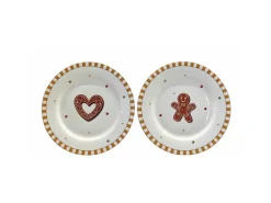 Boltze Teller Ginger Rund 20,5 cm x 20,5 cm x 2 cm Grau-Weiß 2-fach sortiert