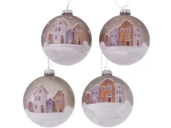 Boltze Weihnachtsglaskugel Xmas Houses 4 Stück