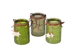 Boltze Windlicht Malina 3-fach Sortiert Grün