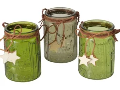 Boltze Windlicht Malina 3-fach sortiert Grün