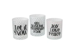 Boltze Windlicht Soho 3-fach Sortiert Ø 7 cm x 8,3 cm Schwarz-Weiß