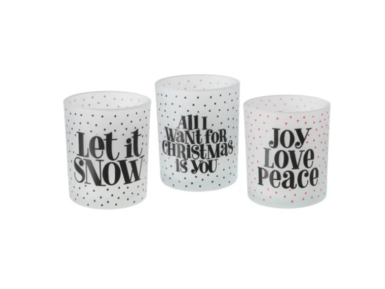 Boltze Windlicht Soho 3-fach Sortiert Ø 7 cm x 8,3 cm Schwarz-Weiß