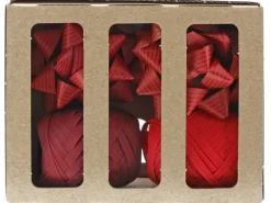 Box mit Kräuselband Papierrosen Eiknäuel Rot