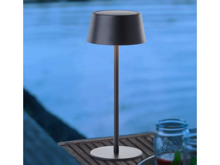 Brilliant Akku-Tischleuchte Picco mit Solar 30 cm Schwarz