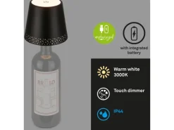 Brilo Akku-Flaschenlicht Flaska Schwarz 2,6W