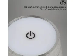 Brilo Akku-Tischleuchte mit Perforierung Antiksilber-Schwarz 2,6W