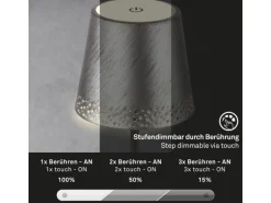 Brilo Akku-Tischleuchte mit Perforierung Antiksilber-Schwarz 2,6W