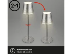 Brilo Akku-Tischleuchte mit Perforierung Antiksilber-Schwarz 2,6W
