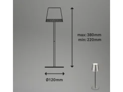 Brilo Akku-Tischleuchte mit Perforierung Antiksilber-Schwarz 2,6W