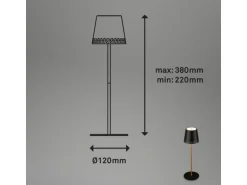 Brilo Akku-Tischleuchte mit Perforierung Schwarz-Holzfarben 2,6W
