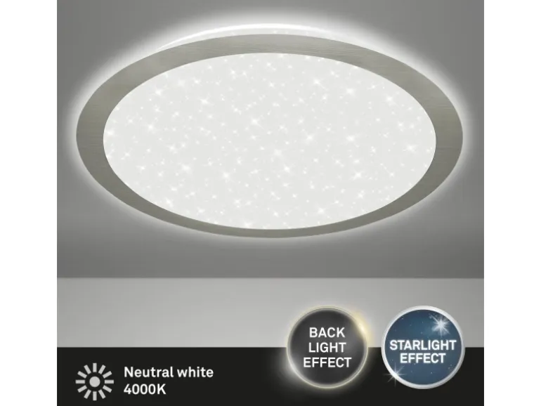 Briloner LED-Leuchte Glim mit Sternendekor Ø 36 cm x 6,7 cm Matt-Nickel