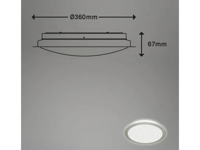 Briloner LED-Leuchte Glim mit Sternendekor Ø 36 cm x 6,7 cm Matt-Nickel