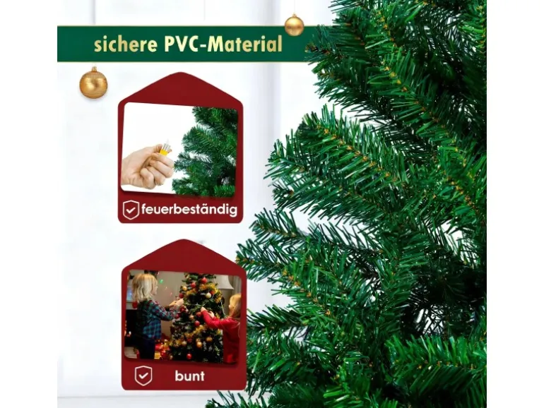 CCLIFE Künstlicher Weihnachtsbaum Nordmanntanne 180cm 600Astspitzen Tannenbaum Klein Spritzguss Grün