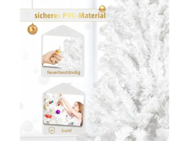 CCLIFE Künstlicher Weihnachtsbaum Nordmanntanne 180cm 600Astspitzen Tannenbaum Klein Spritzguss Weiß