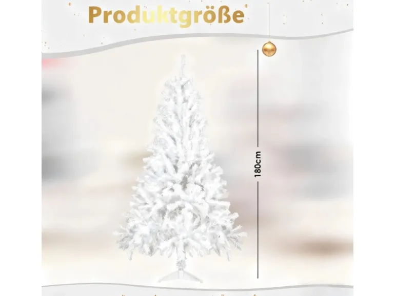 CCLIFE Künstlicher Weihnachtsbaum Nordmanntanne 180cm 600Astspitzen Tannenbaum Klein Spritzguss Weiß