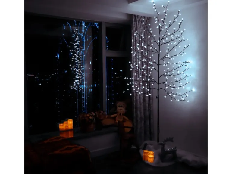 CCLIFE LED Lichterbaum 220cm 240 LEDs Deko Innen und Außen Weihnachtsdeko Kirschblütenbaum Lichterdeko Kaltweiß