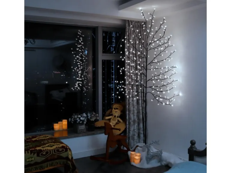 CCLIFE LED Lichterbaum 220cm 240 LEDs Deko Innen und Außen Weihnachtsdeko Kirschblütenbaum Lichterdeko Kaltweiß