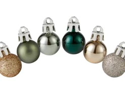 Christbaumkugel-Set Kunststoff Ø 2 cm 36-teilig Gold-Grün-Silber