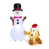 Costway Aufblasbarer Schneemann mit Hund 180 cm mit LED-Lichtern