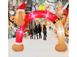 Costway Aufblasbarer Weihnachtsbogen Dackel 242cm