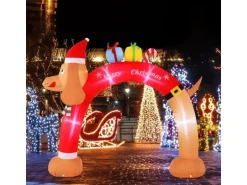 Costway Aufblasbarer Weihnachtsbogen Dackel 242cm