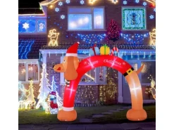 Costway Aufblasbarer Weihnachtsbogen Dackel 242cm