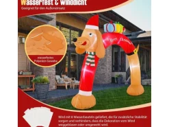 Costway Aufblasbarer Weihnachtsbogen Dackel 242cm