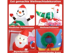 Costway Aufblasbarer Weihnachtsmann Im Auto Led mit Schneemann