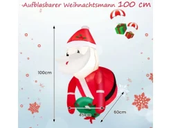 Costway Aufblasbarer Weihnachtsmann Aus dem Fenster Led Deko 100CM