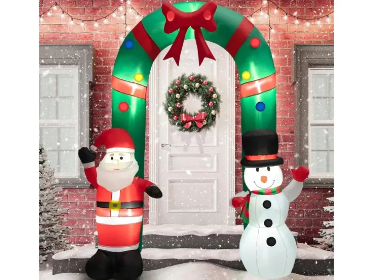 Costway Aufblasbarer Weihnachtsbogen LED Weihnachtsdekoration 245cm