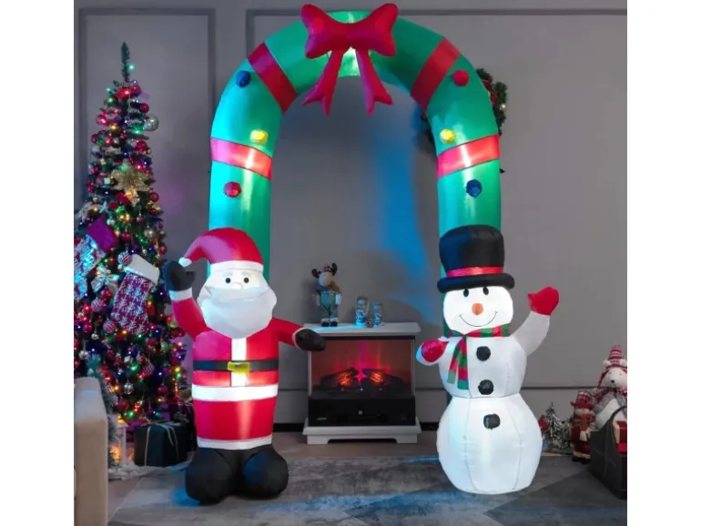 Costway Aufblasbarer Weihnachtsbogen LED Weihnachtsdekoration 245cm