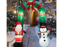 Costway Aufblasbarer Weihnachtsbogen LED Weihnachtsdekoration 245cm